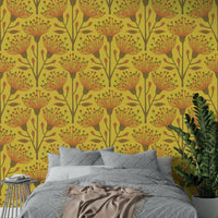 The eucalyptus and floral shapes are a central focus of the image.

