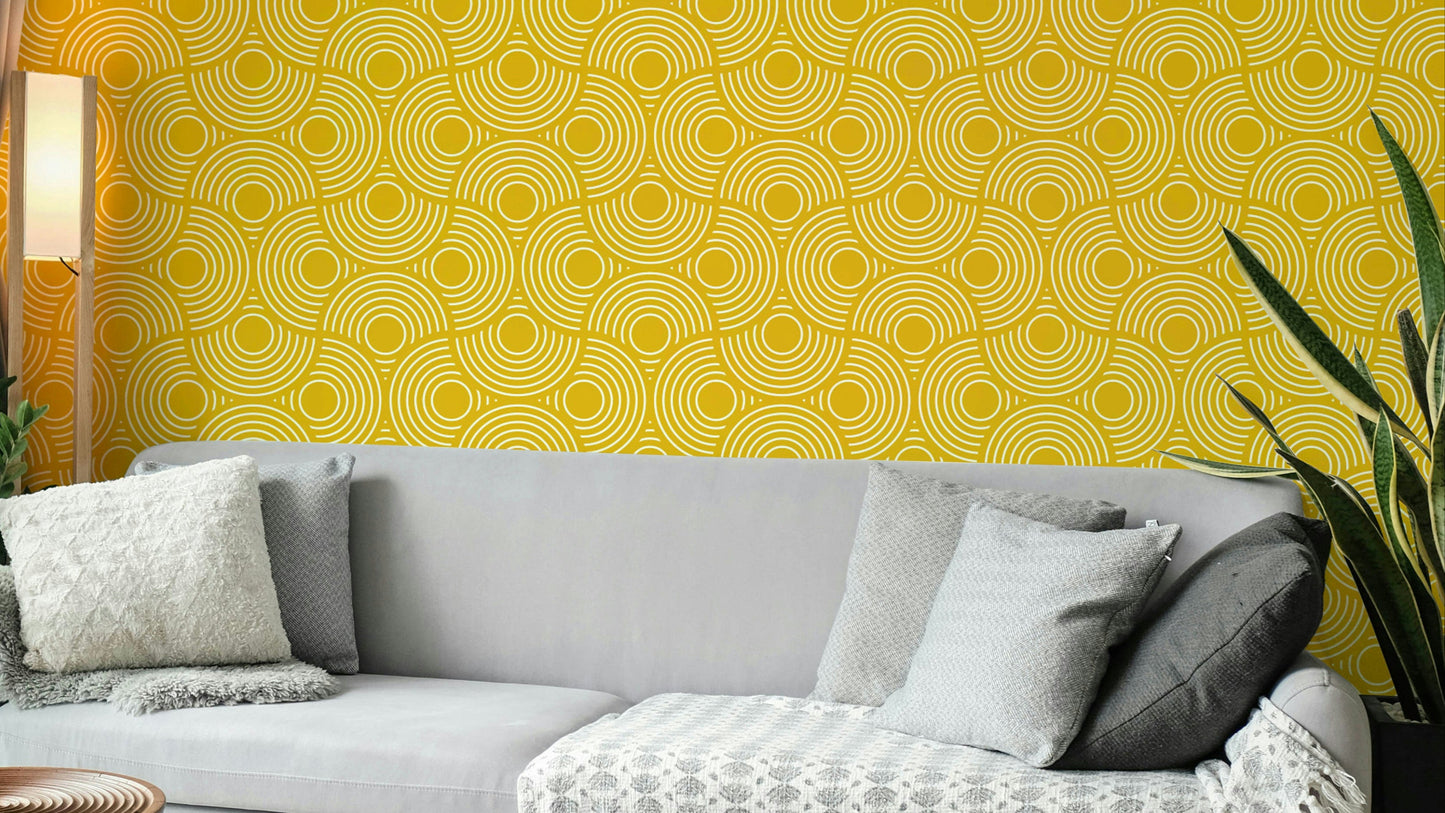 The colors are soft, muted tones of yellow, gold, and white.

