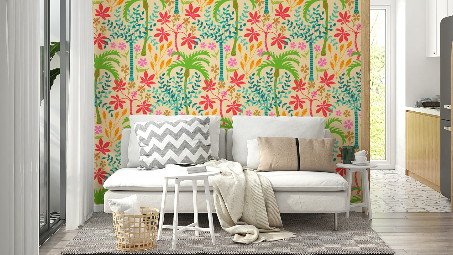 The floral and plant elements are a central focus of the image.

