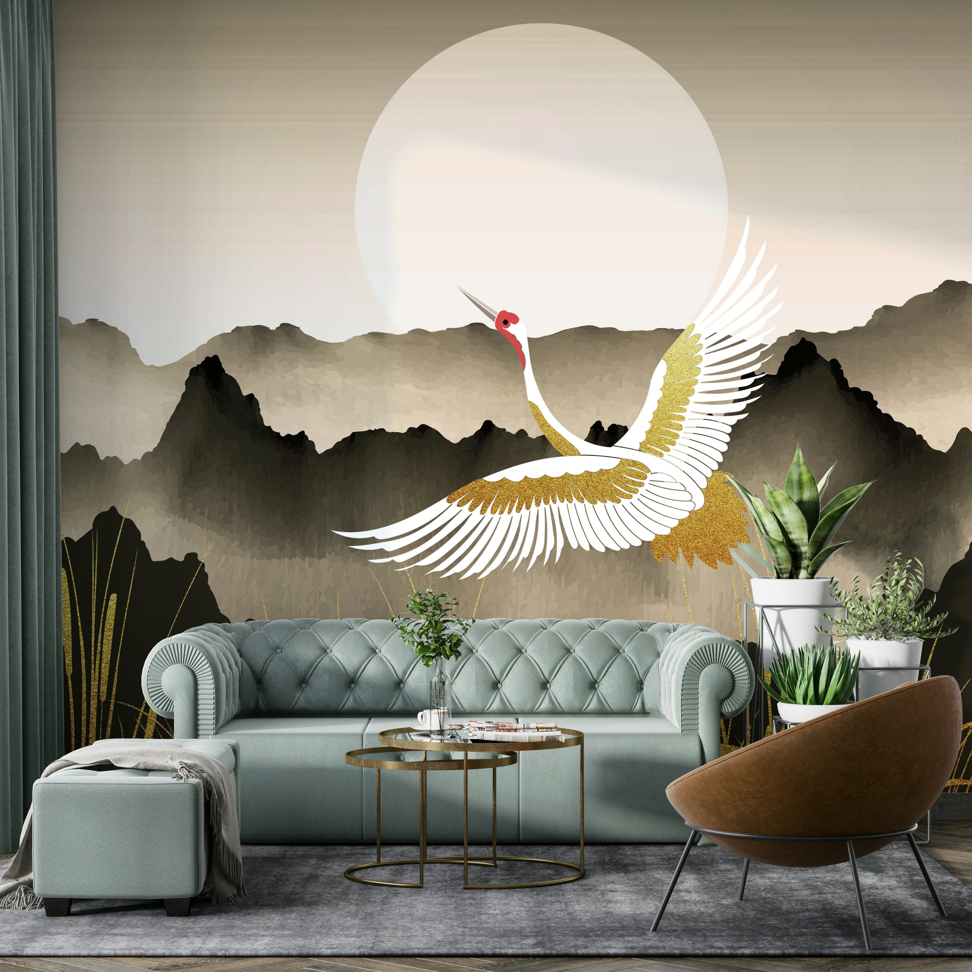 The colors are soft, muted tones of pink, orange, and blue.

