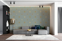 A wall mural of a cosmic landscape.

