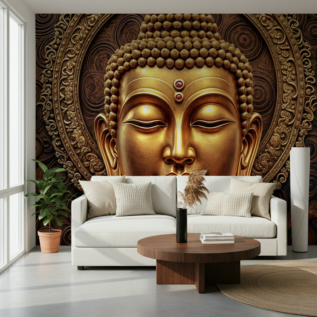 Golden Buddha's Gaze Wall Mural