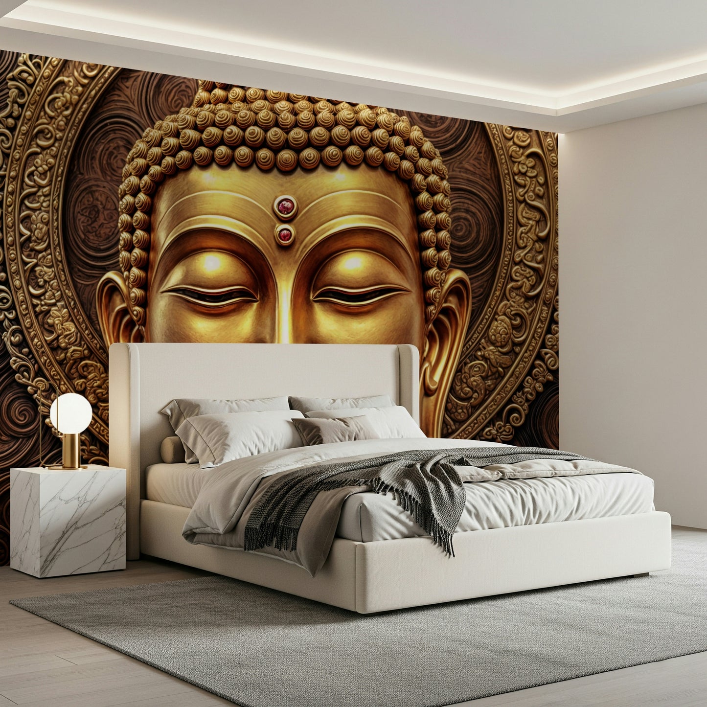 Golden Buddha's Gaze Wall Mural