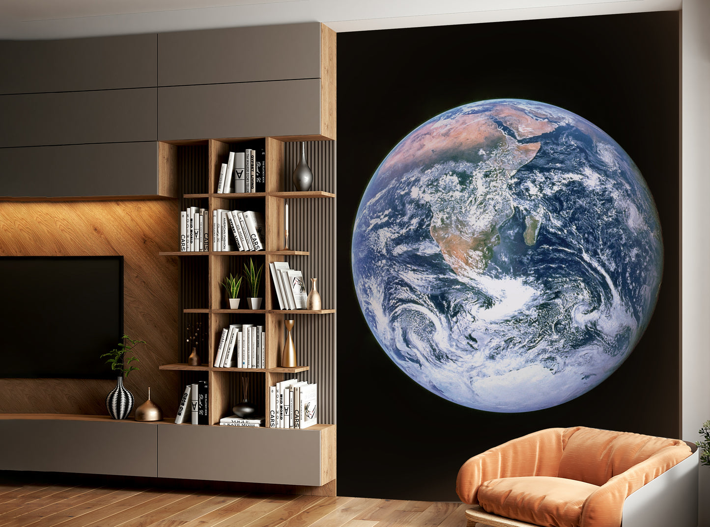 Vast blue oceans fill most of the image.
