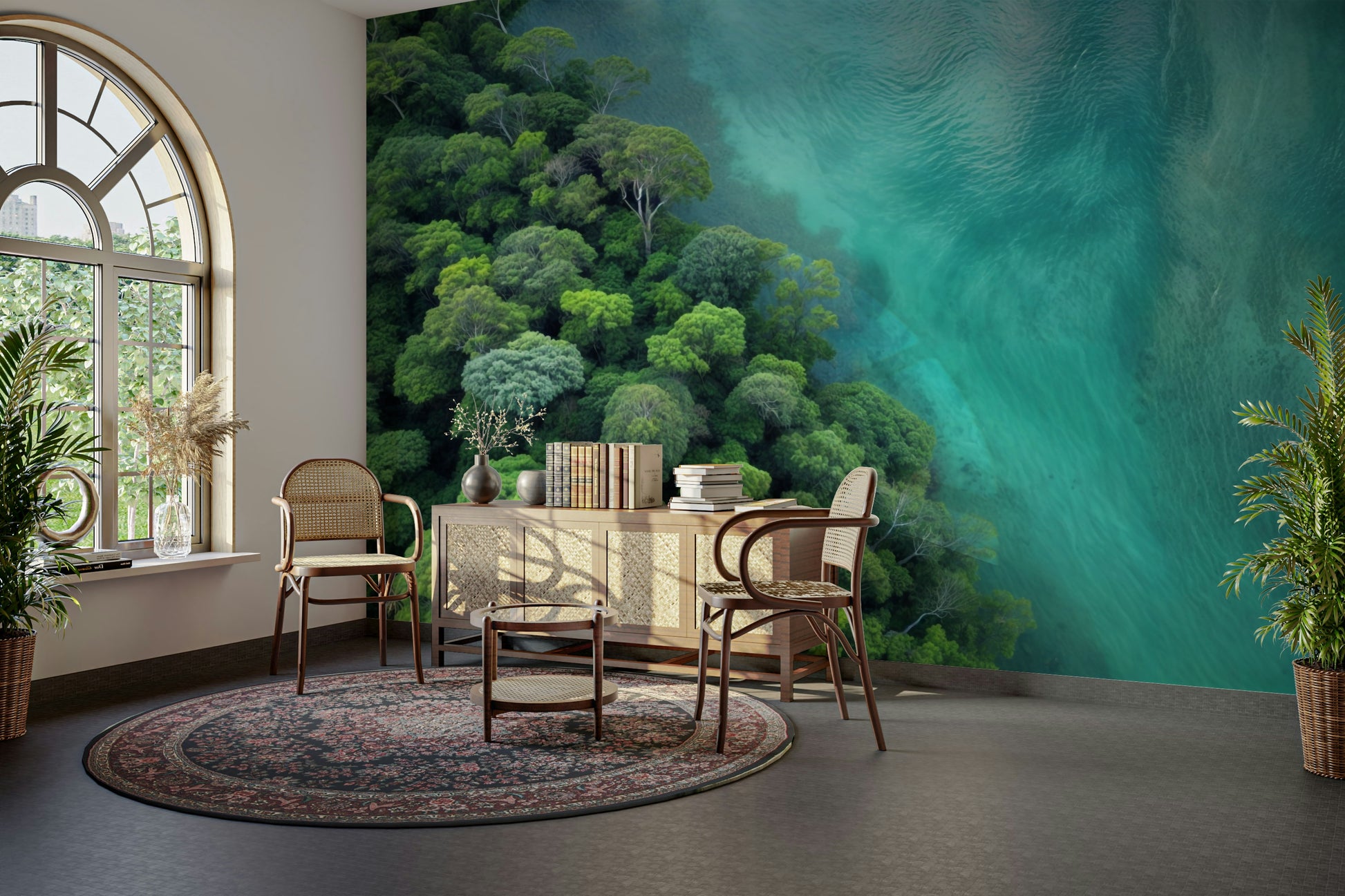 The forest is made of many different types of trees and foliage.
