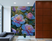 Tiny, glistening water droplets are visible on the surface of the petals.
