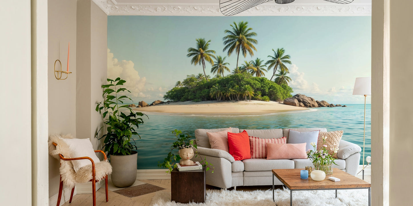 The sky is a soft, clear blue with a few wispy clouds.
