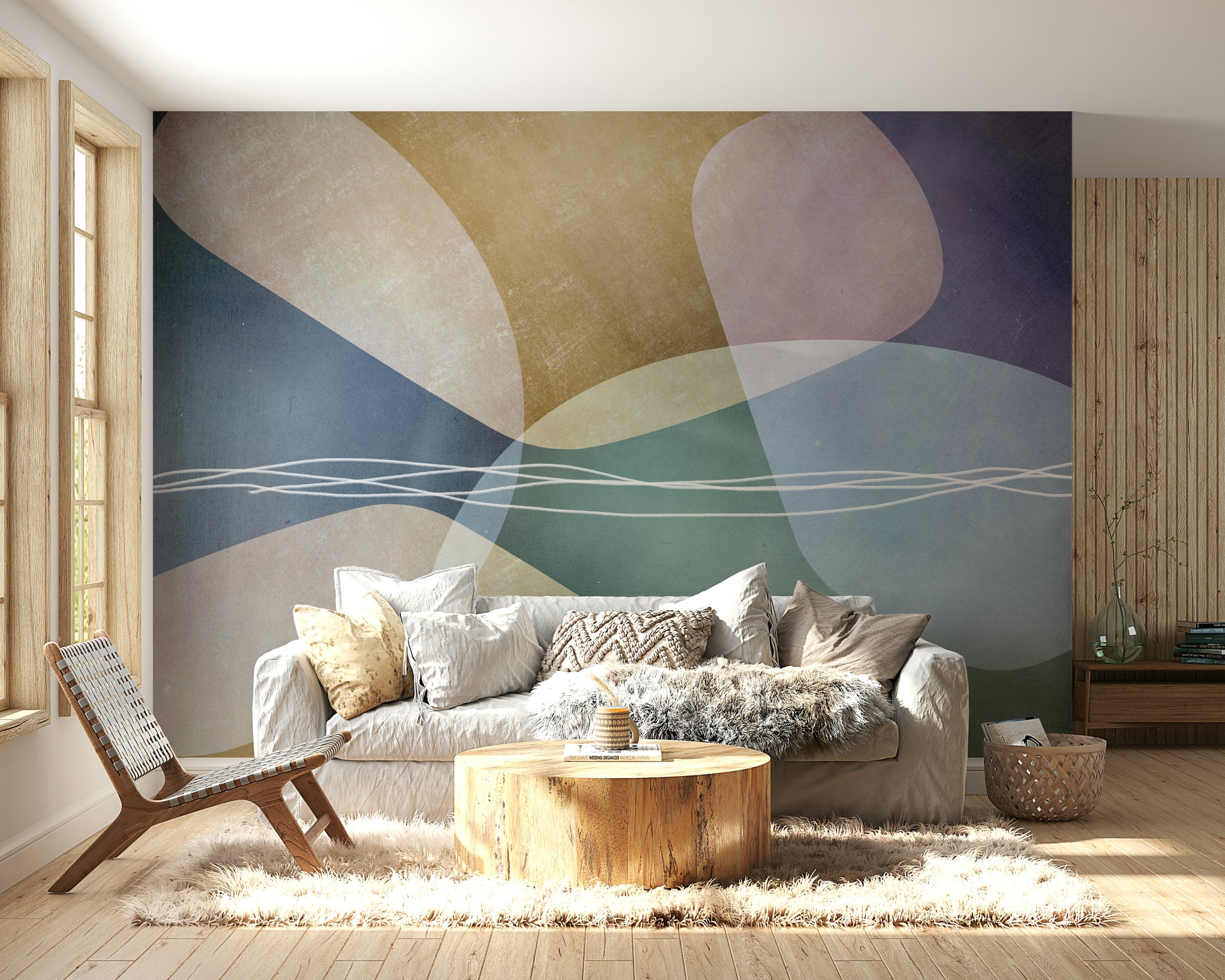 The artistic style is minimalist and contemporary.
