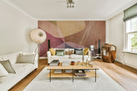 The colors are a soft, muted palette, such as beige, rust, and cream.
