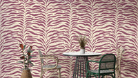A detailed close-up of a wallpaper with a zebra stripe pattern.
