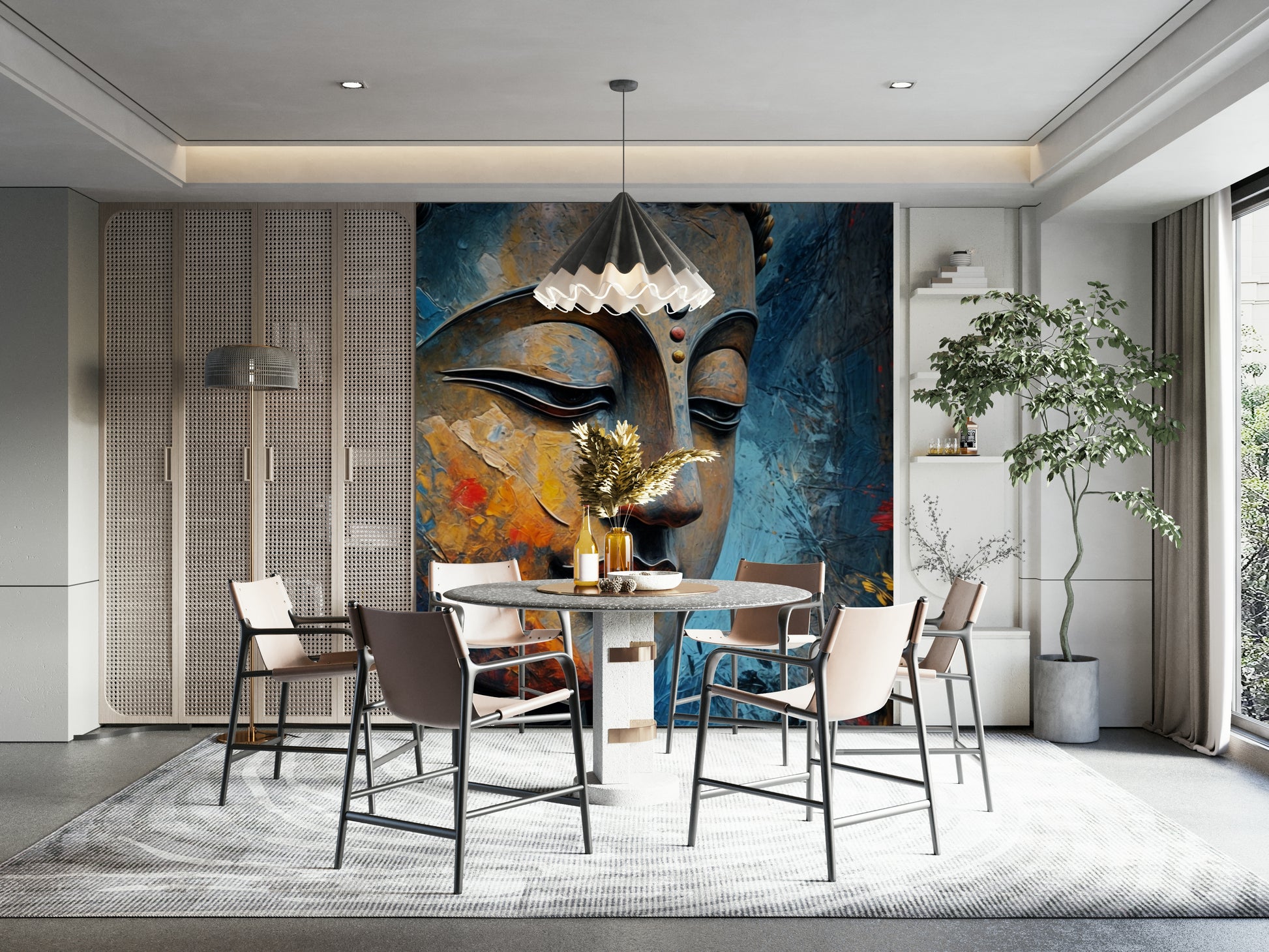 A bright, soft, and glowing light radiates from behind the figure.
