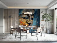 A bright, soft, and glowing light radiates from behind the figure.
