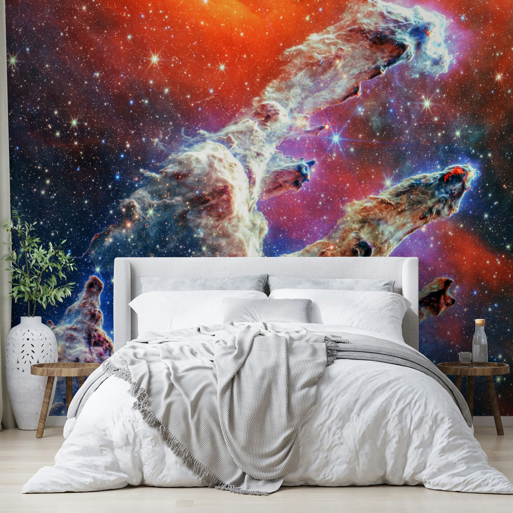 The art style is realistic, like a photograph taken by a space telescope.
