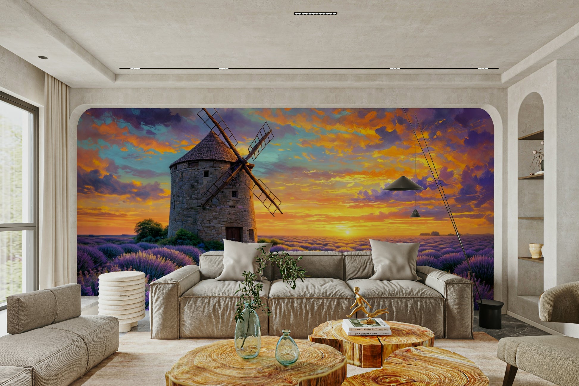 The room's lighting highlights the peaceful feel of the scene.

