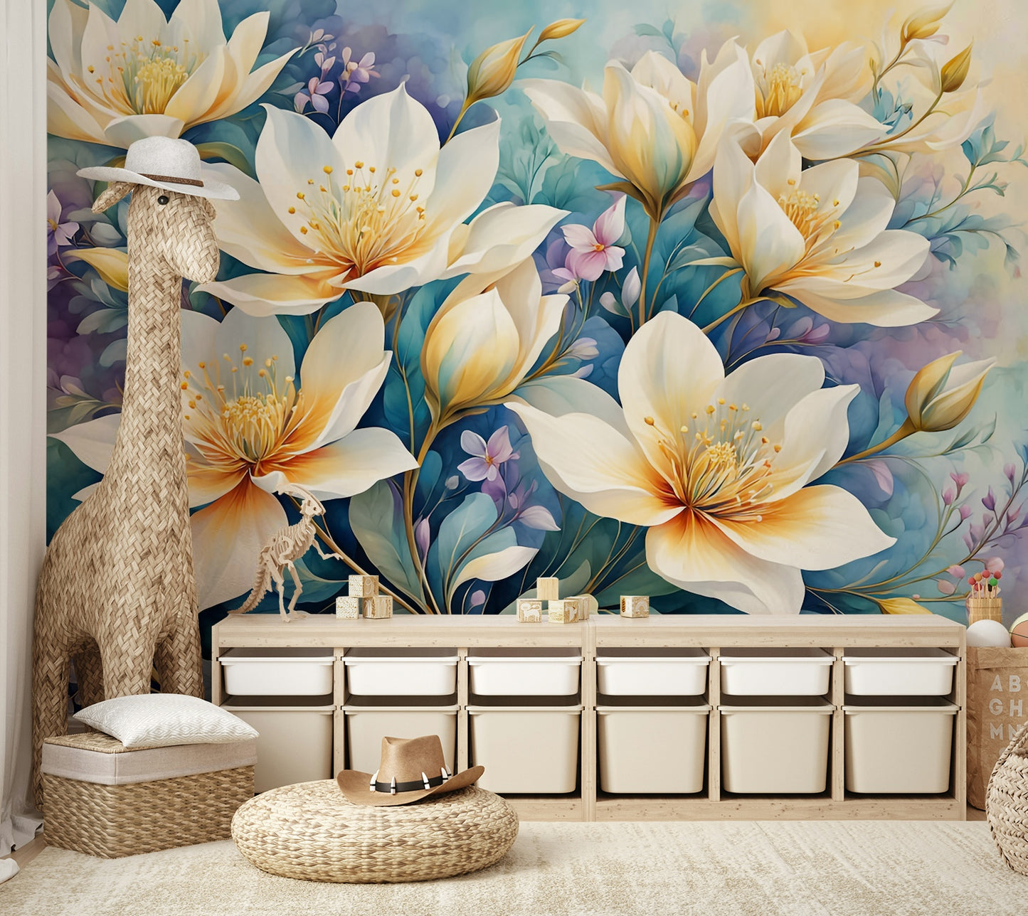 The design has a layered, artistic look with a sense of texture.

