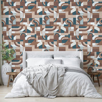 The mural extends across the entire wall, creating a clean backdrop.

