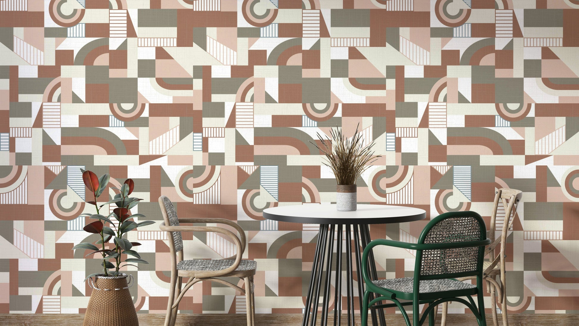 A wall mural featuring a soft, abstract pattern.

