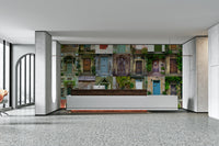 The colors are earthy and natural, with dominant greens, browns, and soft light.

