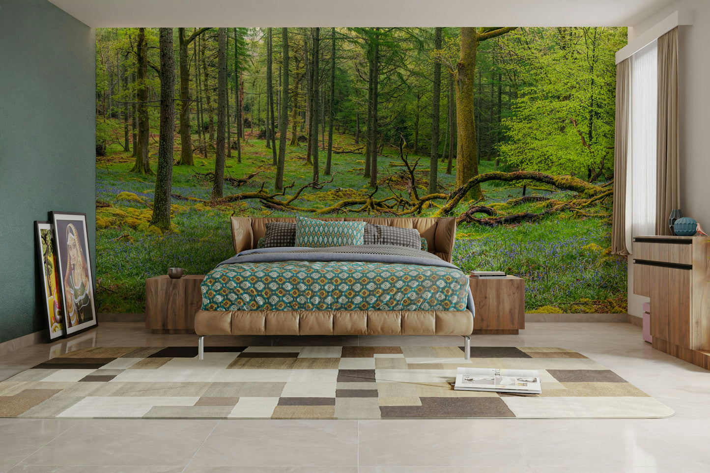 The room's lighting highlights the peaceful feel of the scene.

