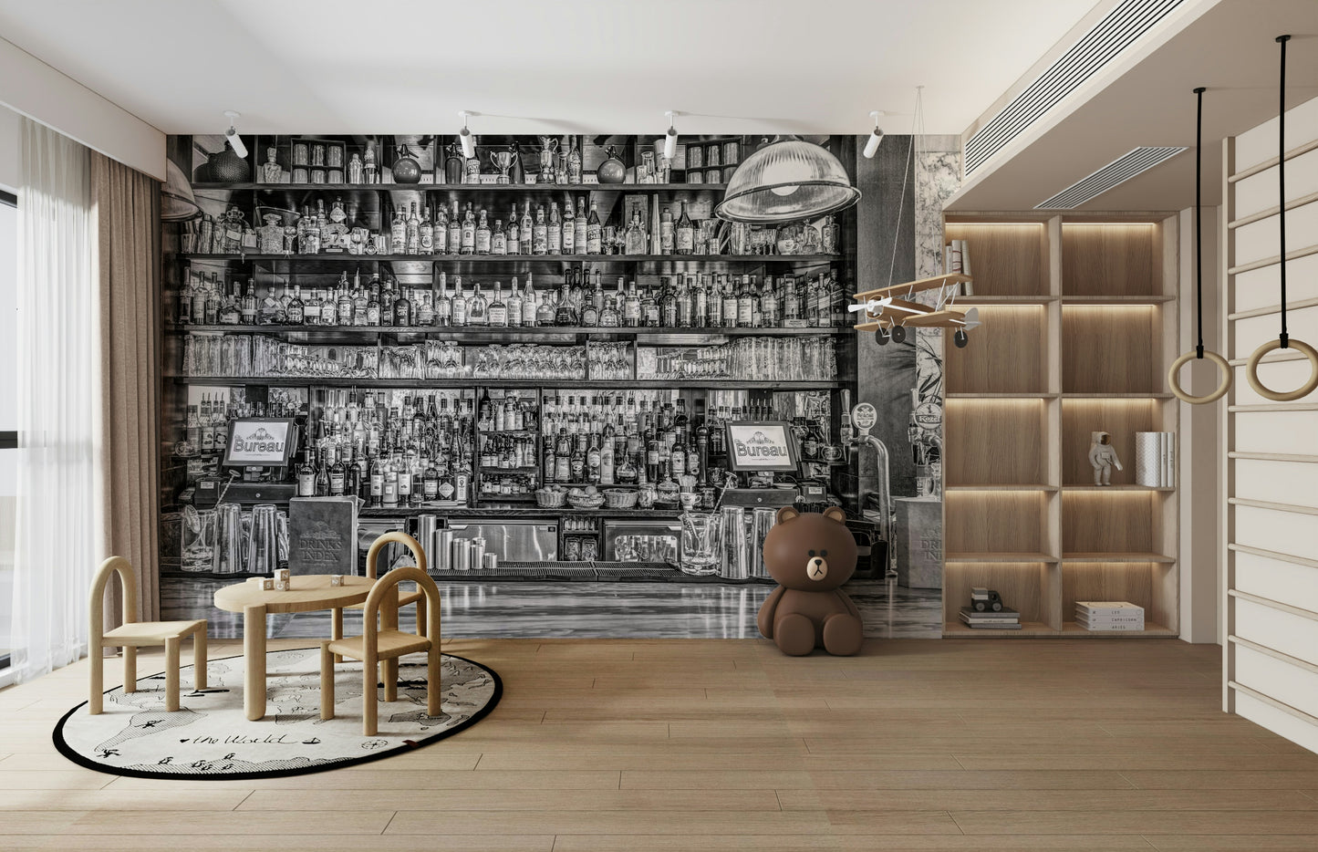 The design has a very polished and elegant effect on the space.

