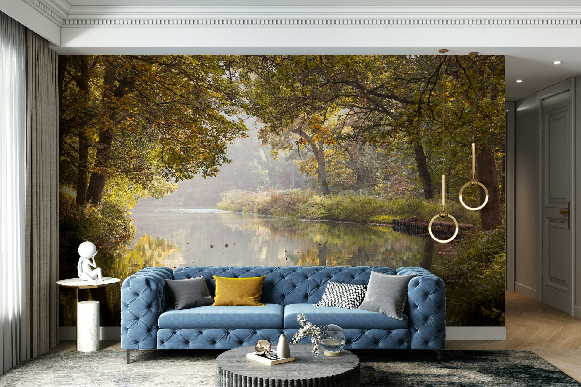 The colors are warm and gentle, with a dominant gold, yellow, and orange tone.

