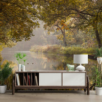 A close-up view shows the soft, blended details of the water and leaves.

