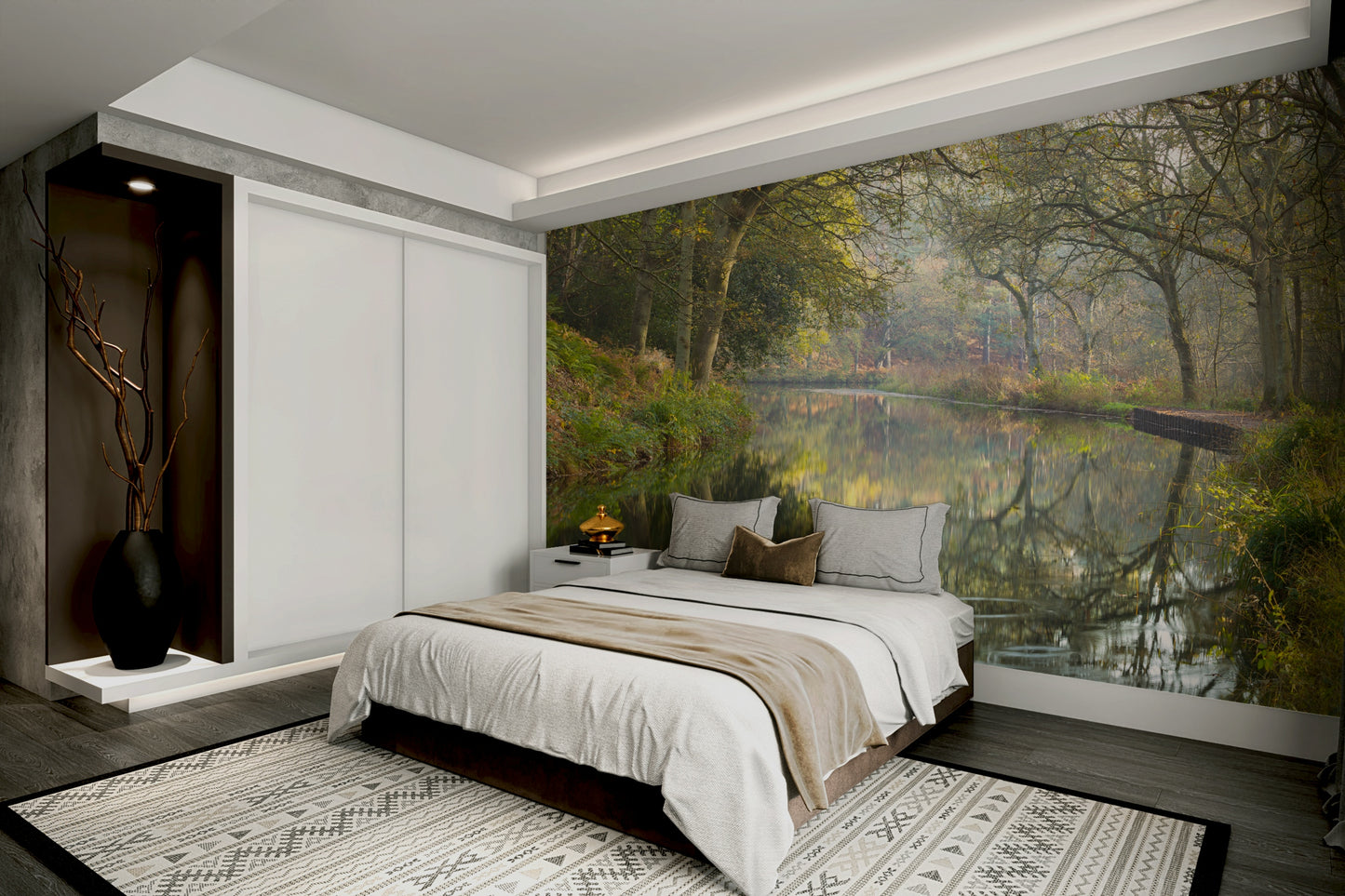 A close-up view shows the fine details of the water and foliage.

