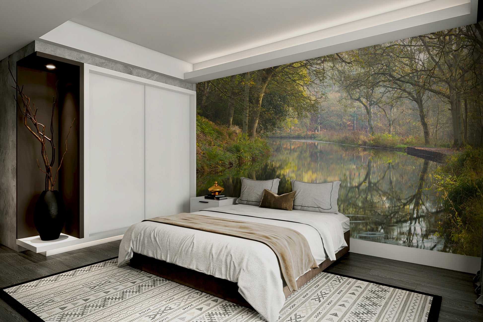 A close-up view shows the fine details of the water and foliage.

