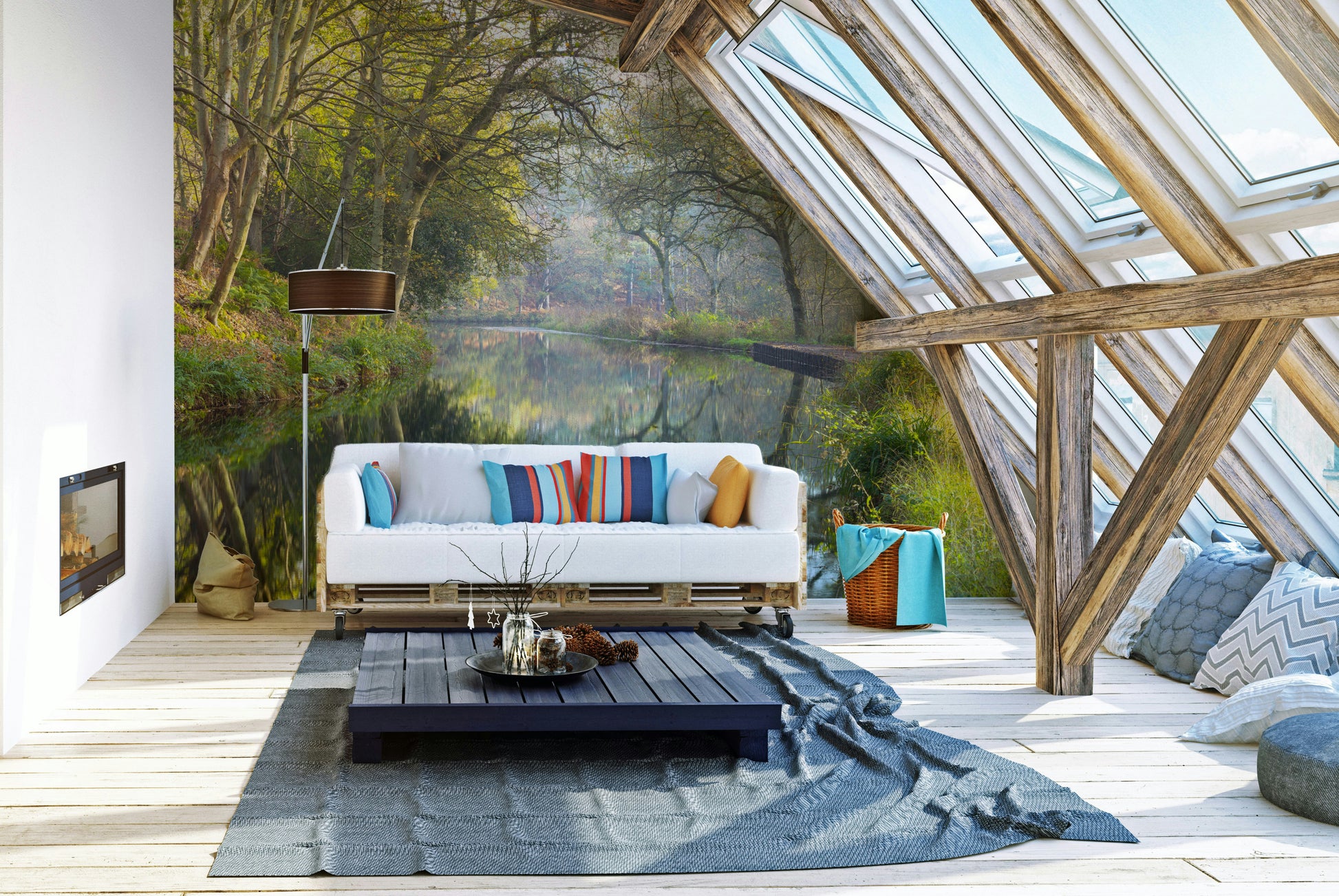 The colors are earthy and natural, with dominant greens and browns.

