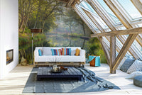 The colors are earthy and natural, with dominant greens and browns.

