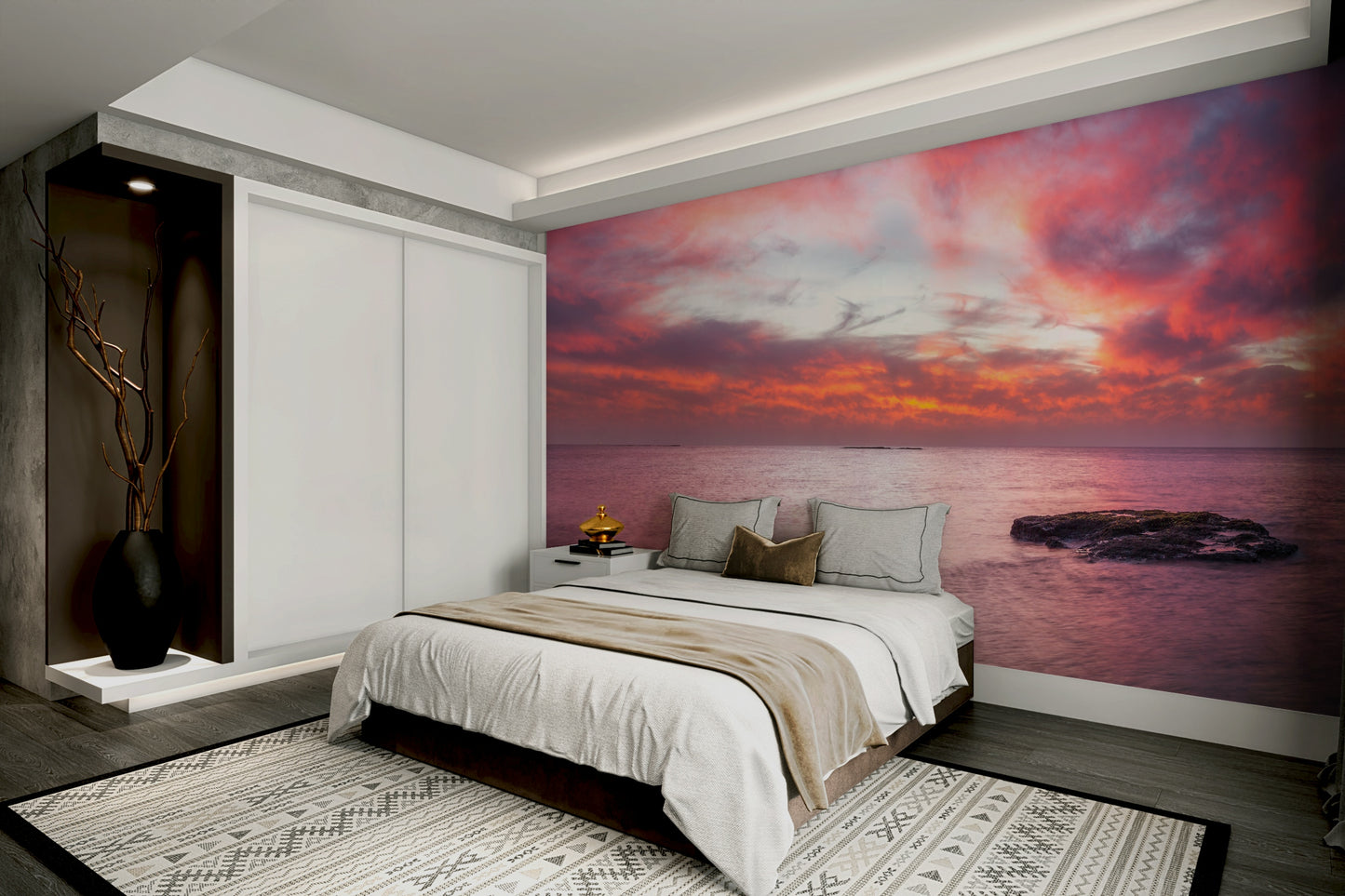 The colors are muted and gentle, with a dominant soft pink tone.

