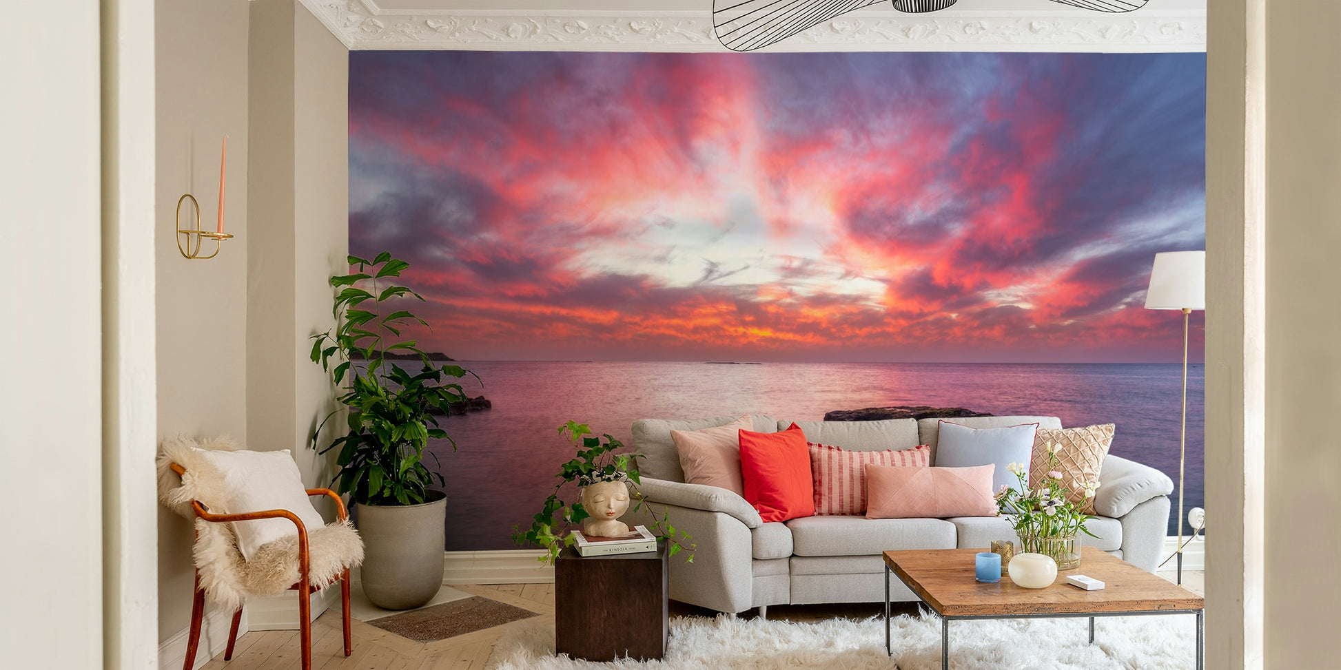 The mural extends across the entire wall, creating a smooth backdrop.

