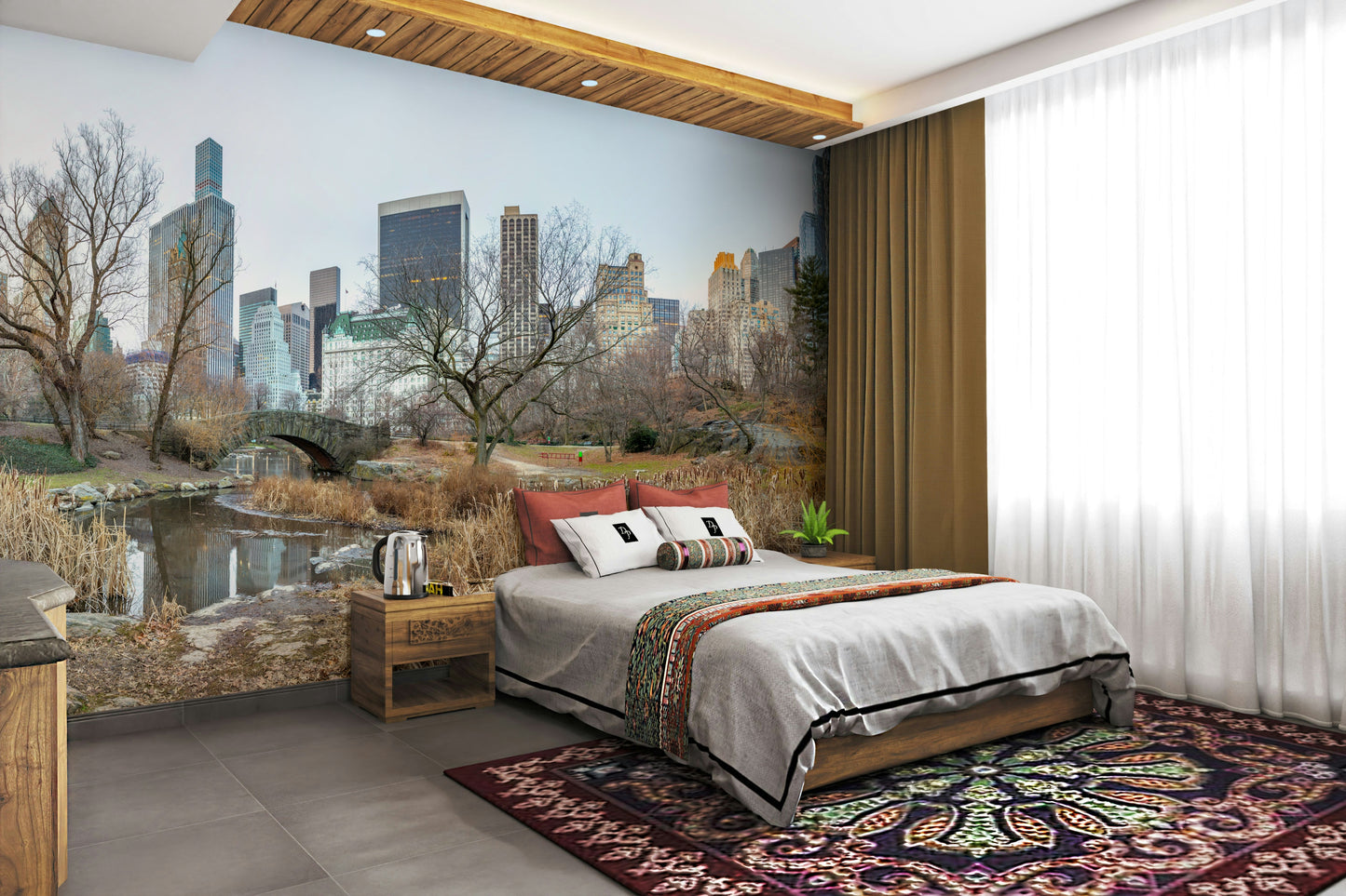 The room's lighting highlights the peaceful feel of the scene.

