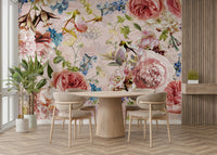 The colors are rich and dramatic, including various shades of pink.

