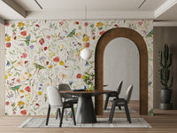 The mural extends across the entire wall, creating a dynamic backdrop.

