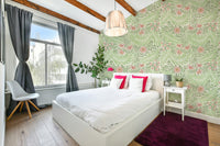 The room's lighting highlights the timeless feel of the pattern.

