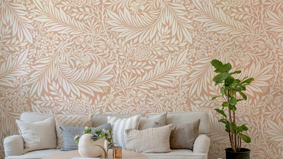 The room's lighting highlights the timeless feel of the pattern.

