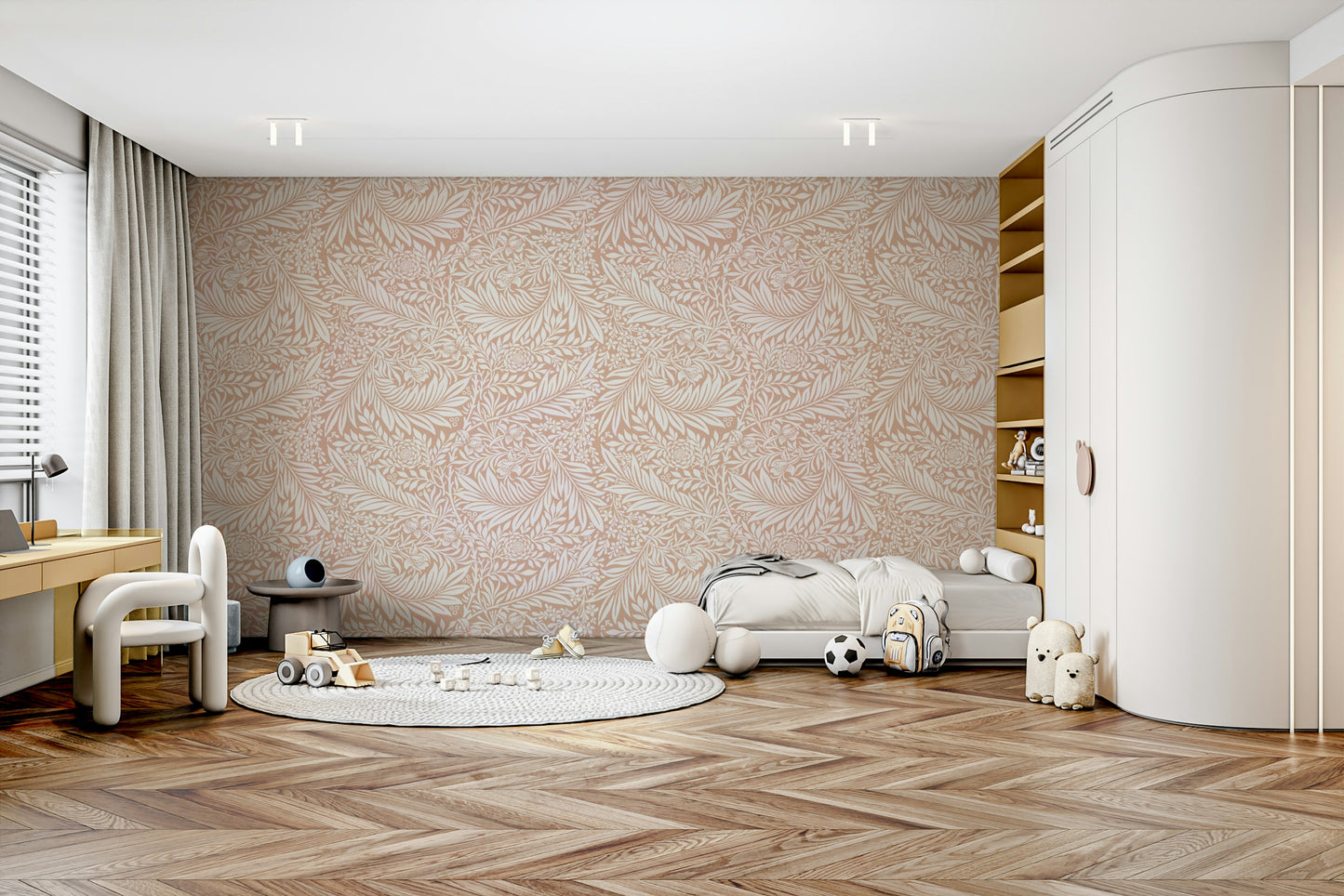 A wallpaper featuring a classic, intricate floral pattern.

