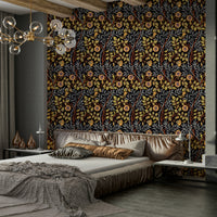 The room's lighting highlights the timeless feel of the pattern.

