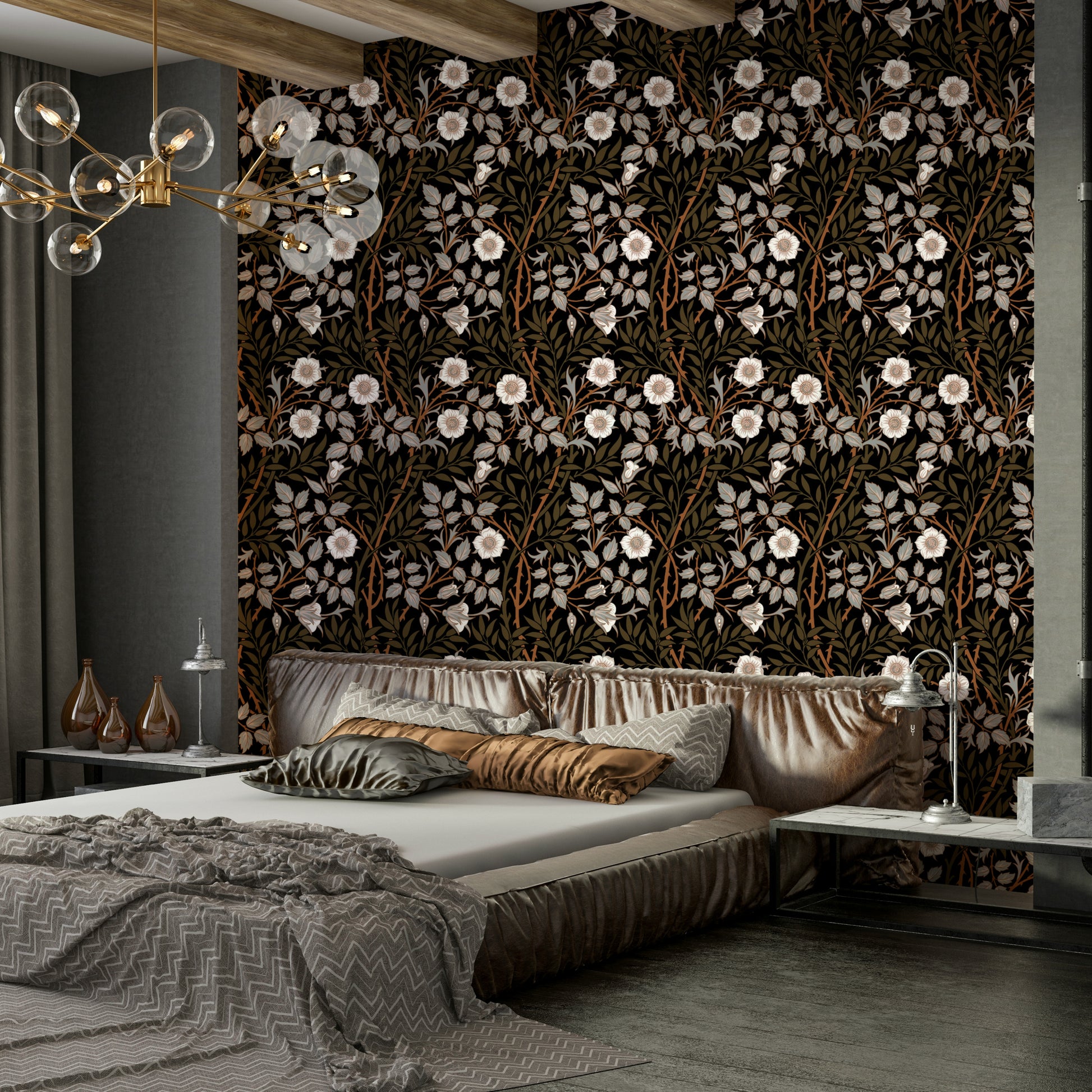 A close-up view shows the fine details of the flowers and vines.

