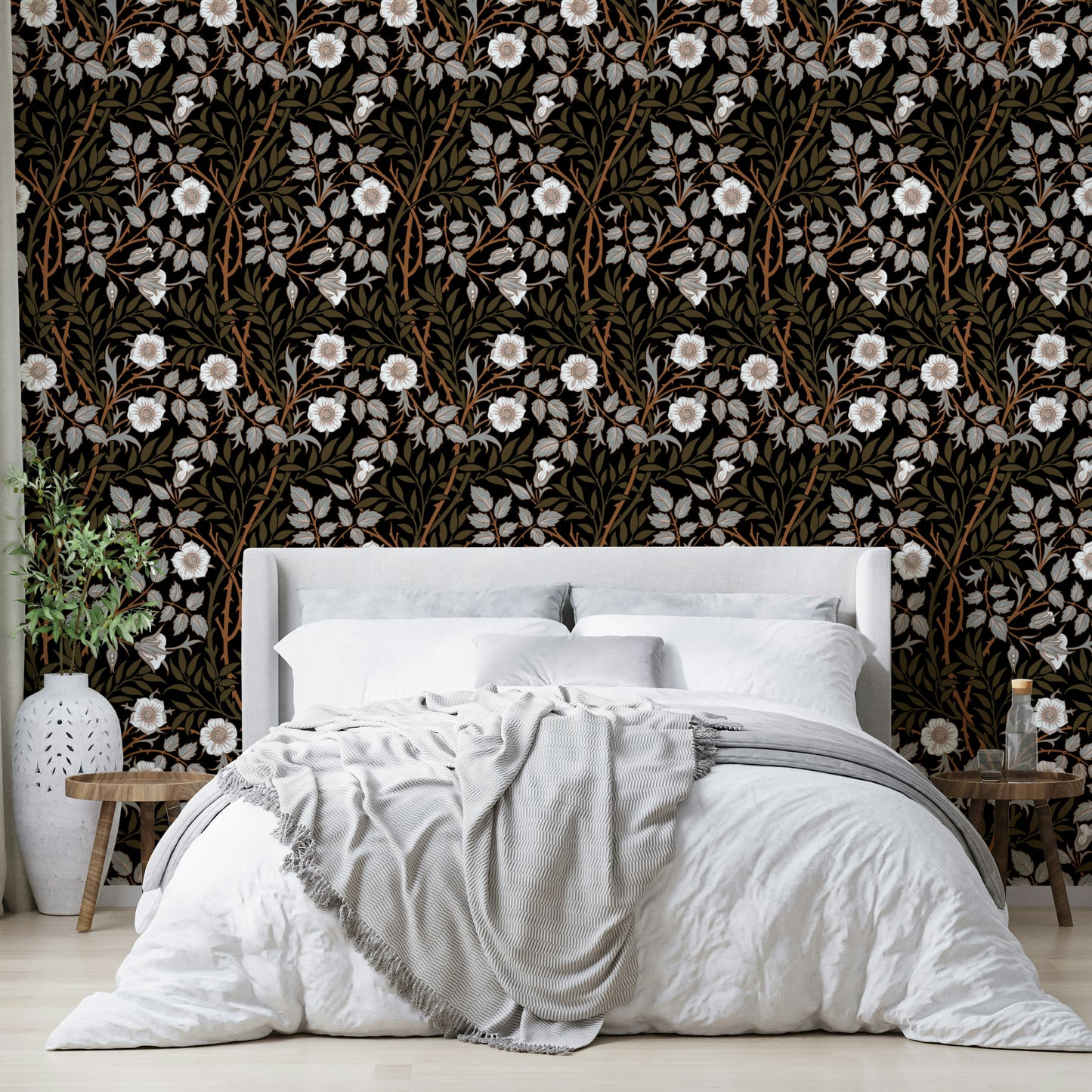 The colors are rich and warm, with a dominant dark brown or umber tone.

