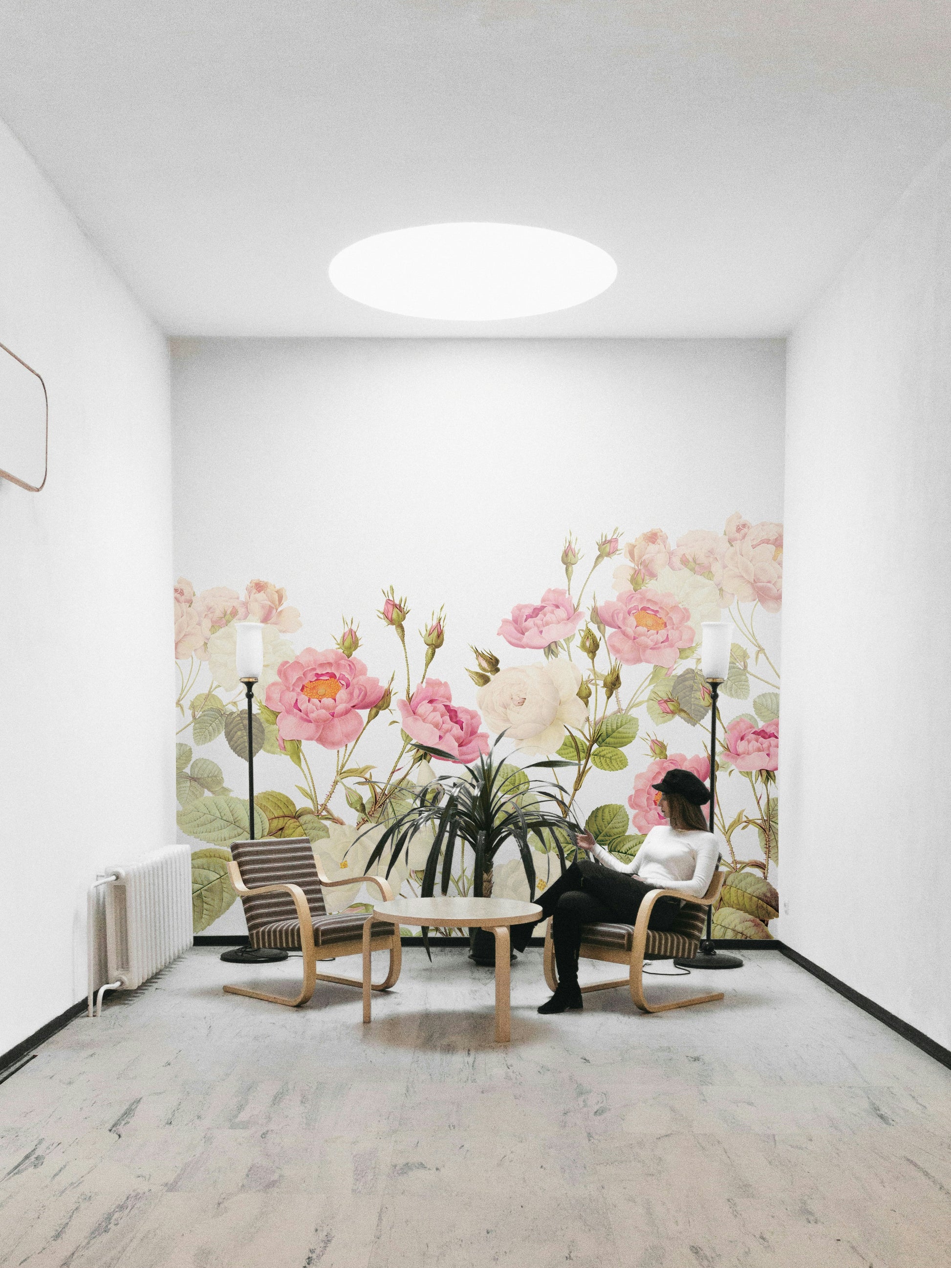 Soft green and gray leaves surround the rose blossoms.
