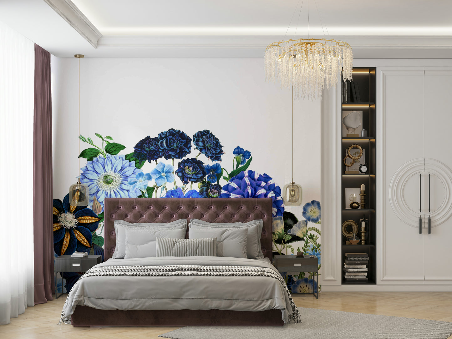 Sunlight appears to be filtering from the right side, highlighting the flowers.
