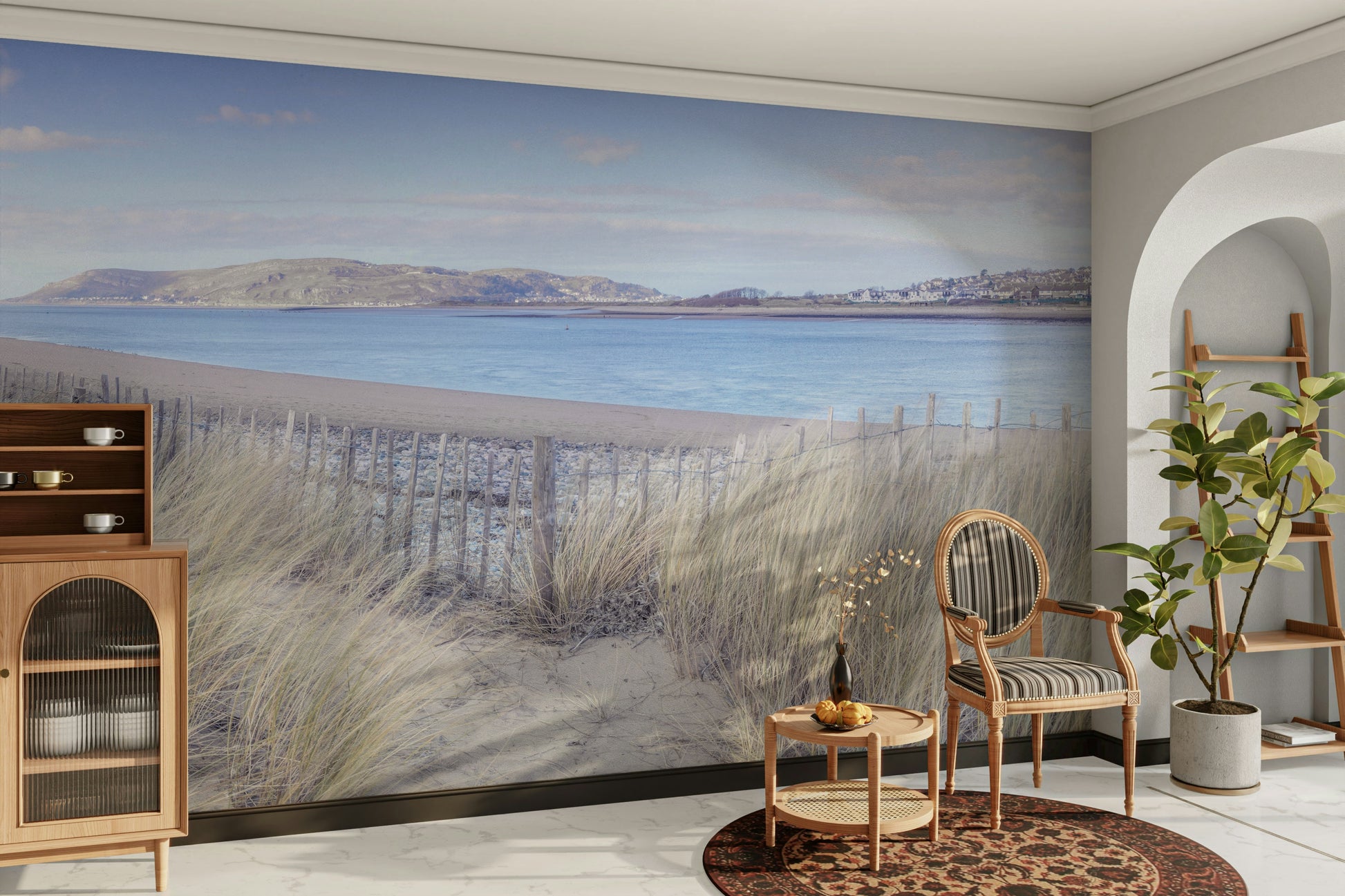 The wall art combines a nature theme with a tranquil feel.

