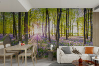 The wallpaper is perfect for a peaceful space.

