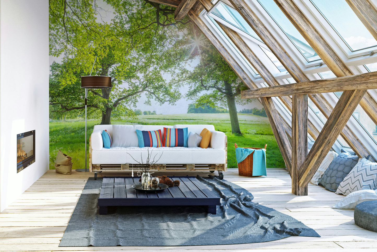 The mural has a soft, graceful feel.

