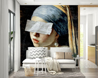 Wall mural of a modern, playful take on a classic painting.

