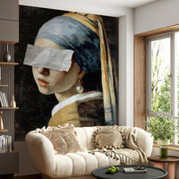 The mural has a modern, whimsical feel.

