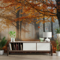 The wallpaper is perfect for a peaceful space.

