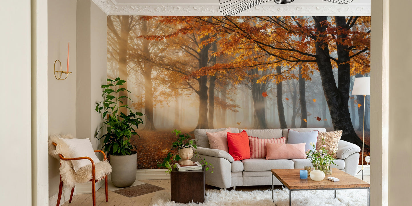 A close-up of the delicate trees and autumn colors.

